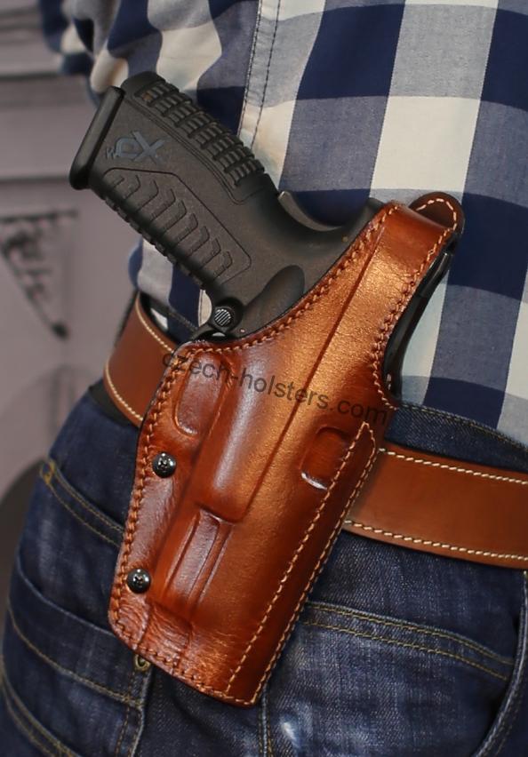 Falco® HandMade Leather OWB Holster w/ Adjust. Gun Draw Retention - CZ Options