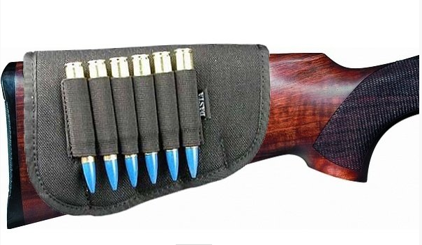 Rifle Stock Cartridge Holder w/ Rubber - Black
